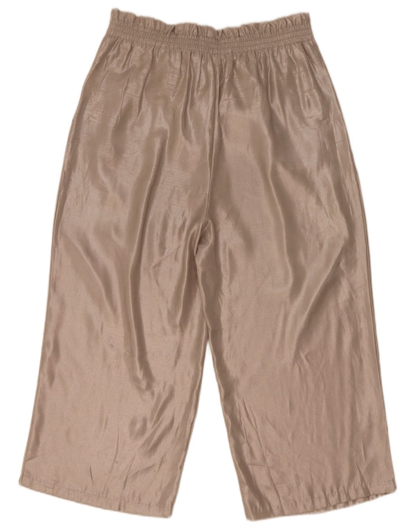 Zara Calça Capri Feminina Cintura Alta Médio W28 L21 Poliéster Bege
