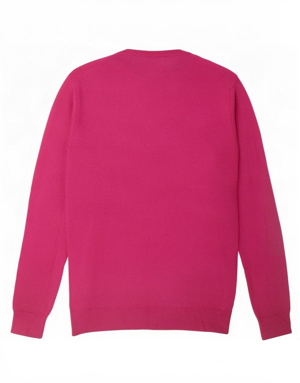 Benetton Damen-Pullover mit Rundhalsausschnitt, UK 12, Wolle in Mittelrosa