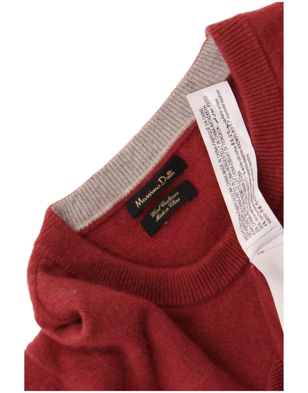 Massimo Dutti Mens Crew Neck Jumper Sweater XL Red Wool