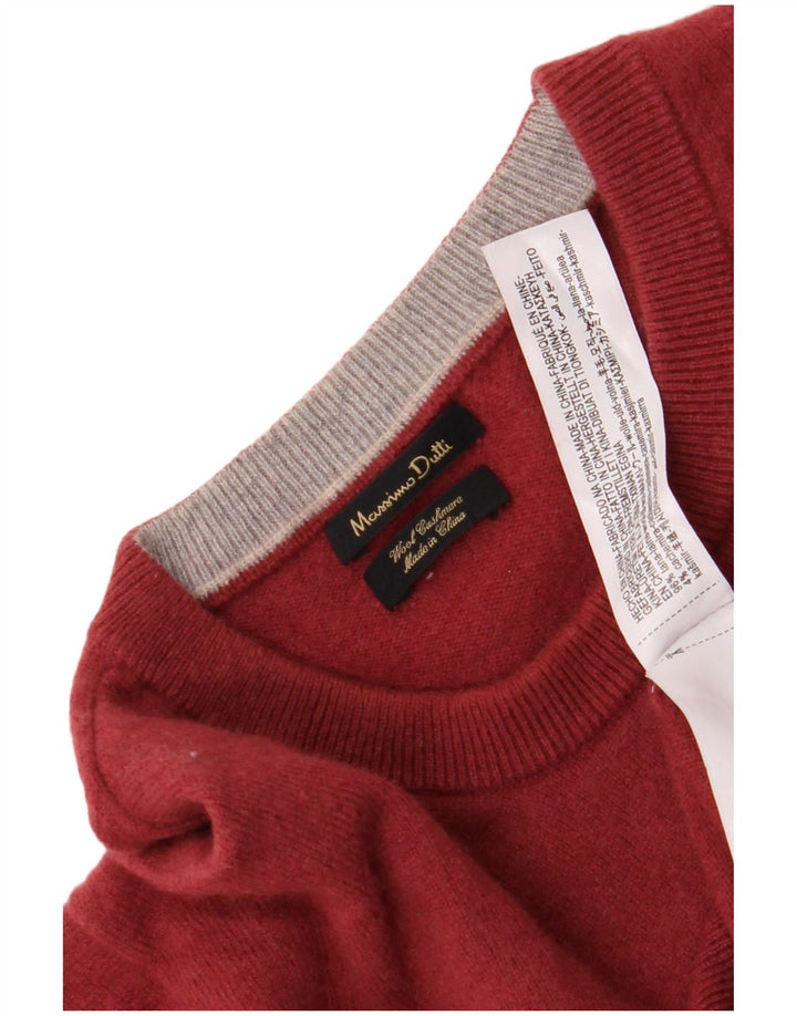 Massimo Dutti Mens Crew Neck Jumper Sweater XL Red Wool