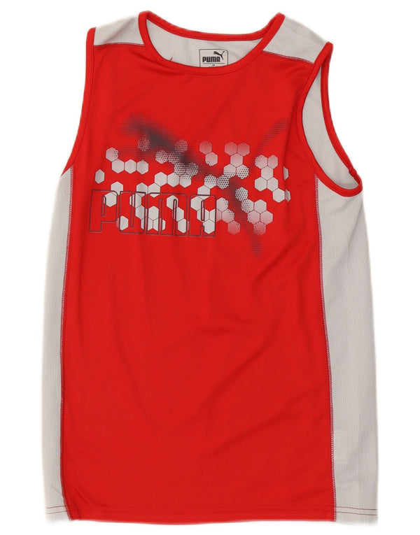 Puma Boys Graphic Vest Top 10-11 Years Medium Red Colourblock Polyester