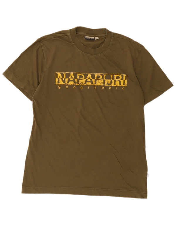 Napapijri Mens Graphic T-Shirt Top Medium Khaki