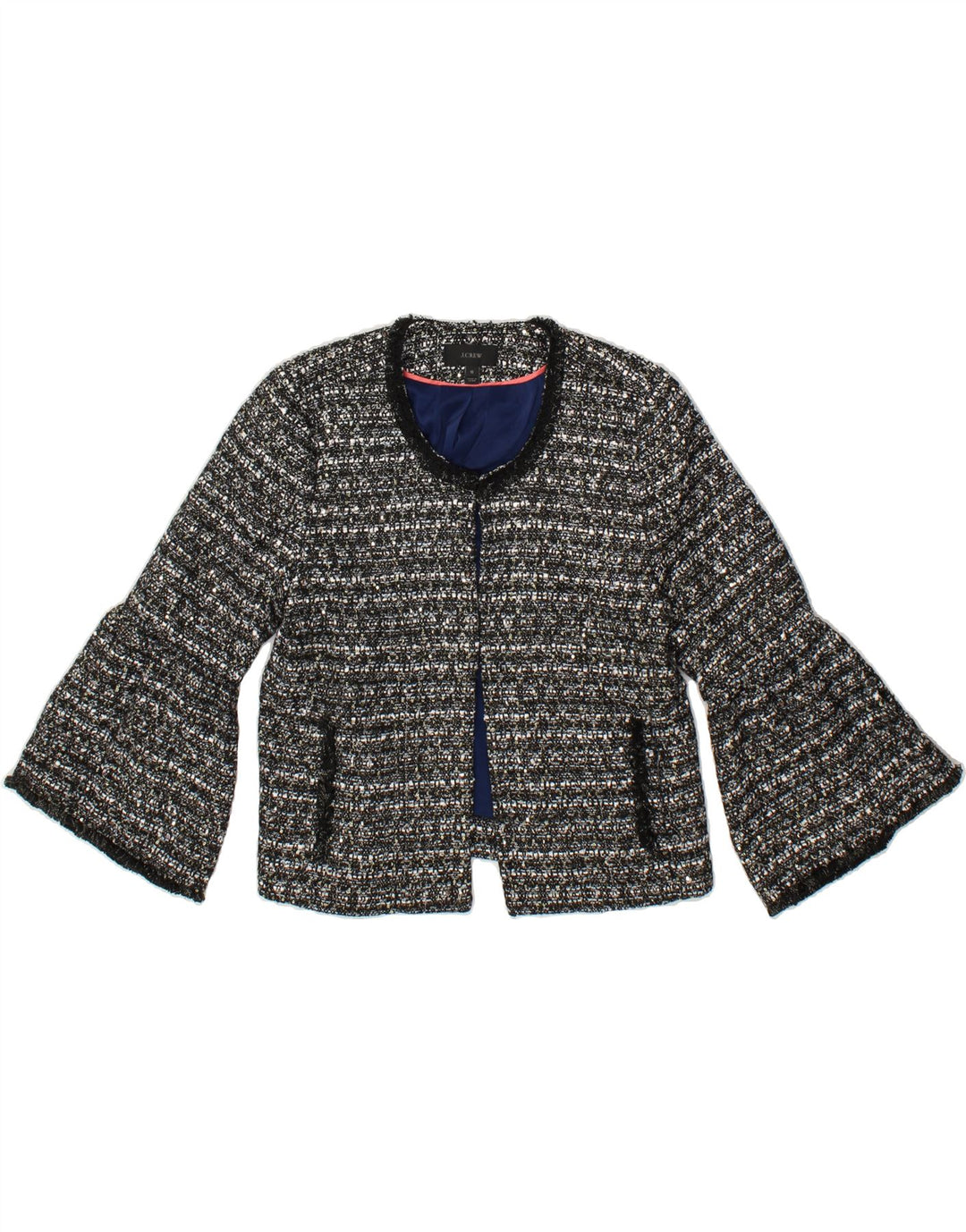 J. CREW Womens Blazer Jacket US 10 Large Black Flecked Polyester | Vintage J. Crew | Thrift | Second-Hand J. Crew | Used Clothing | Messina Hembry 