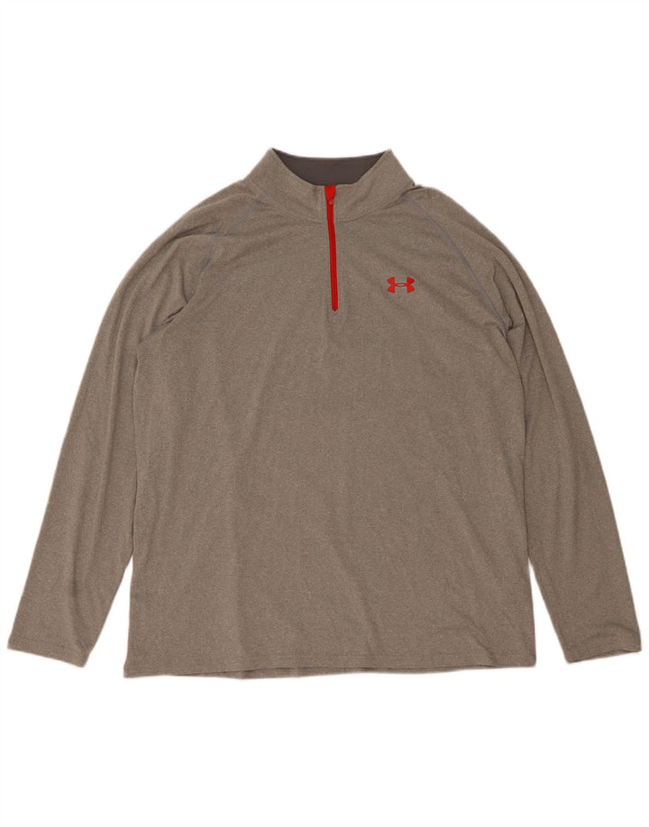 Under Armour Herren Heat Gear Zip Neck Pullover Trainingsanzug Top XL Grau