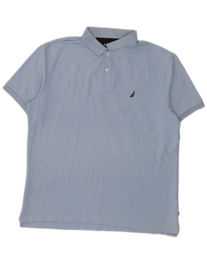 Nautica Mens Polo Shirt Large Blue Cotton