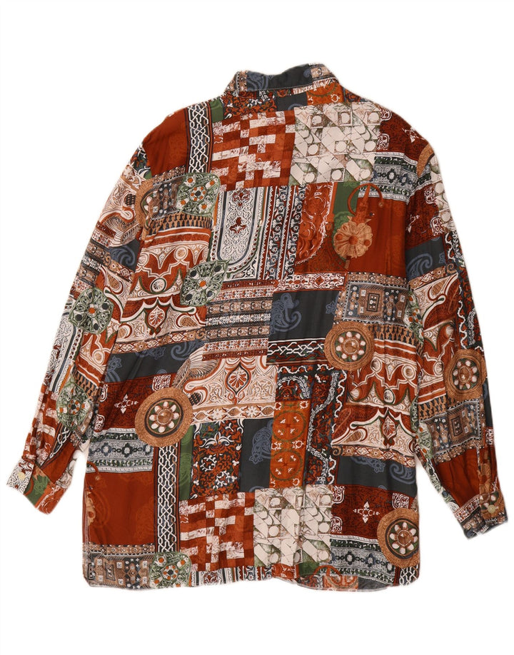 Vintage Womens Longline Shirt UK 14 Large Multicoloured Patchwork Viscose