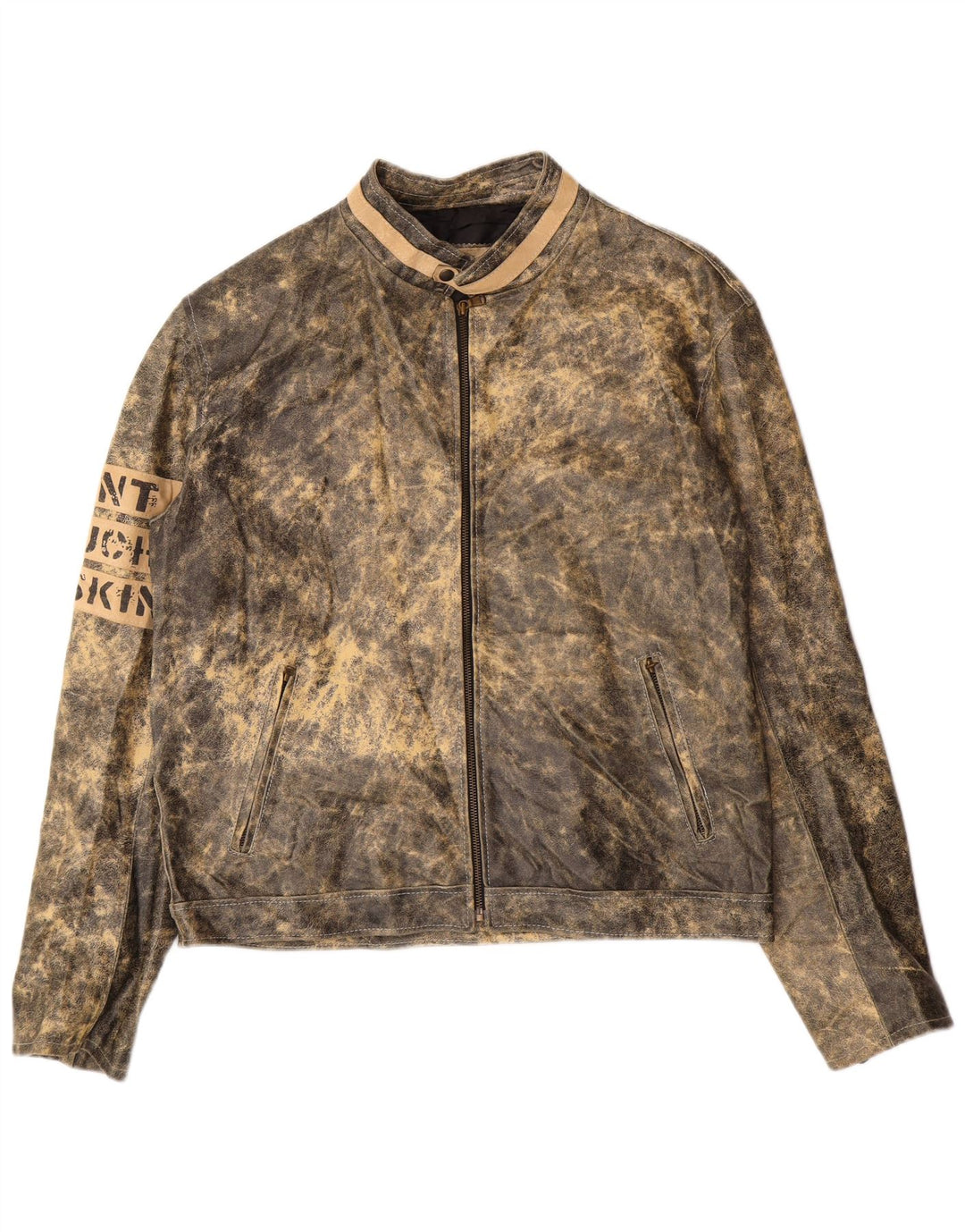 Bata Mens Graphic Leather Jacket IT 52 XL Grey Leather