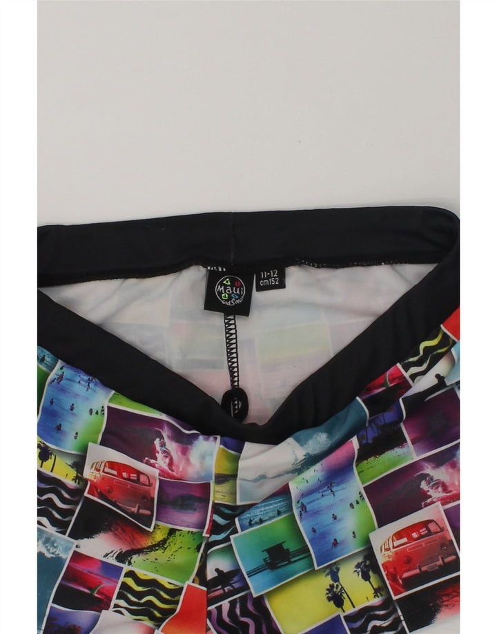 MAUI AND SONS Boys Swimming Shorts 11-12 Years Black Patchwork | Vintage Maui and Sons | Thrift | Second-Hand Maui and Sons | Used Clothing | Messina Hembry 
