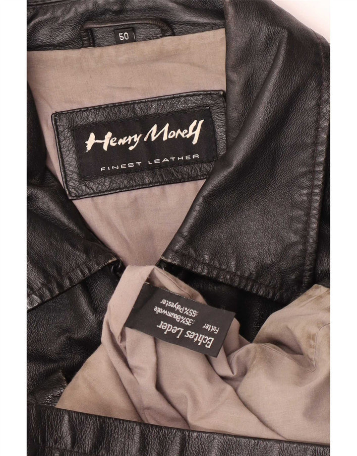 Henry Morell Chaqueta de cuero para hombre IT 50 Grande Negro