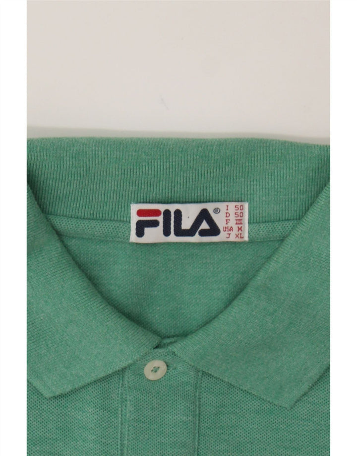 FILA Mens Polo Shirt Medium Green Cotton Vintage Fila and Second-Hand Fila from Messina Hembry 