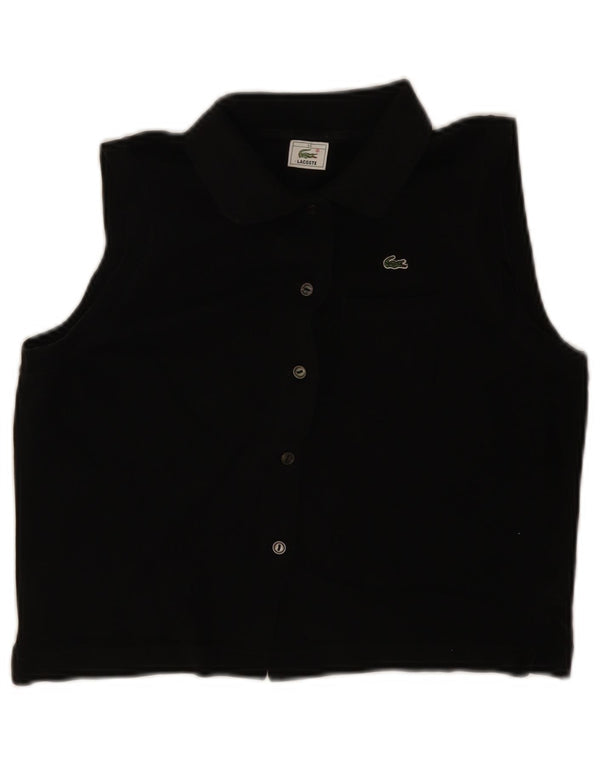 Lacoste Womens Crop ærmeløs skjortebluse Størrelse 44 Large Sort
