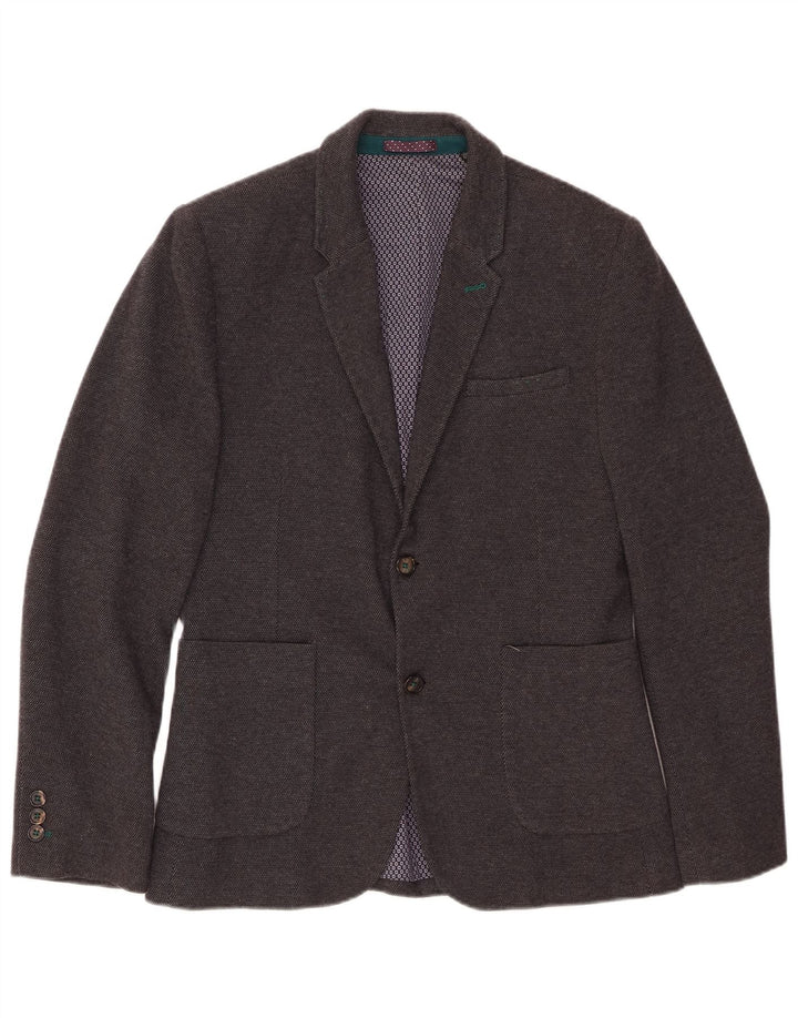 TED BAKER Mens 2 Button Blazer Jacket Size 3 Medium Grey Cotton