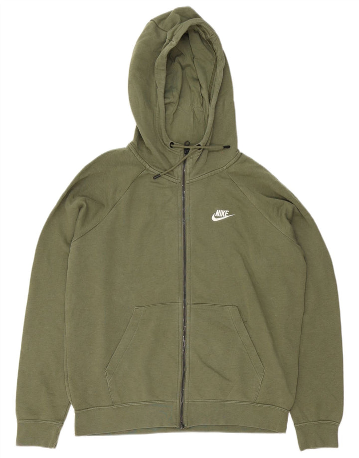 Nike Mens Zip Hoodie Sweater Medium Green Cotton