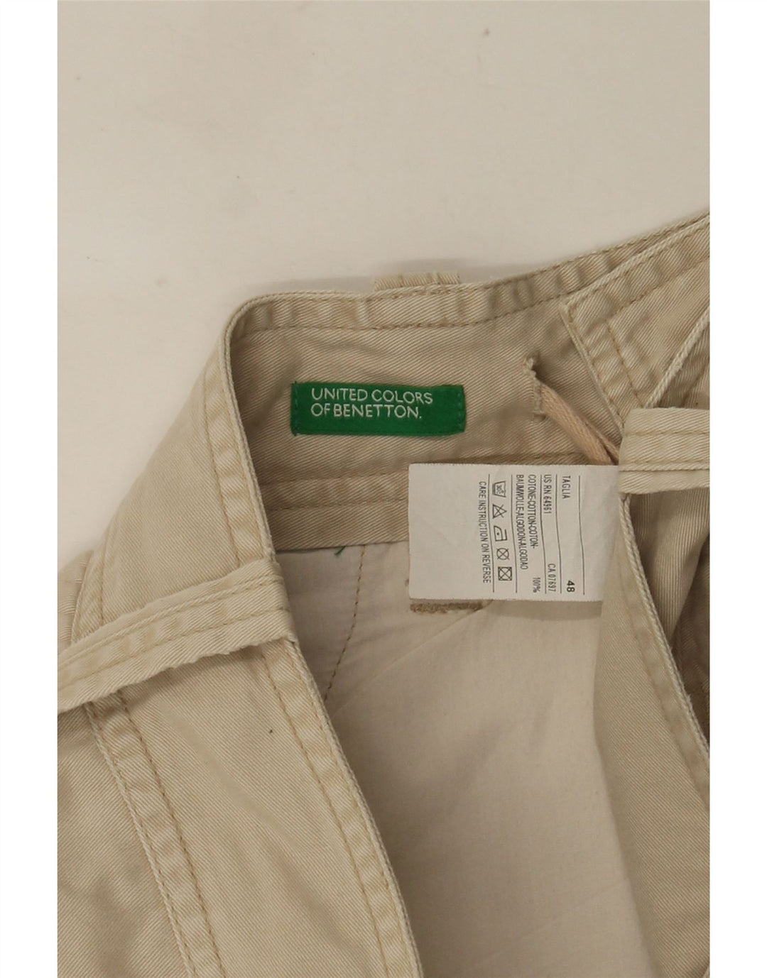 Benetton Herren Cargoshorts IT 48 Medium W36 Beige Baumwolle