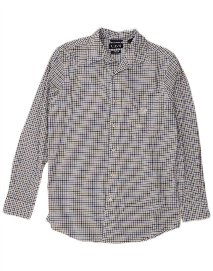 Chaps Mens Oxford Shirt Small White Check Cotton