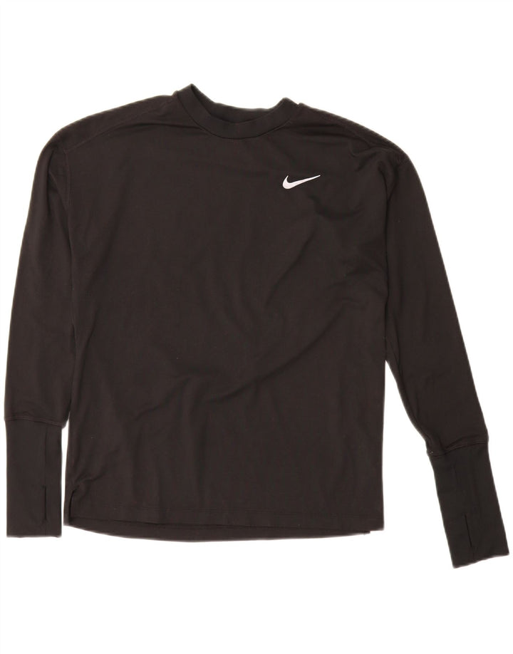 Nike Womens Dri Fit Oversized Top Long Sleeve UK 10 Small Black Polyester