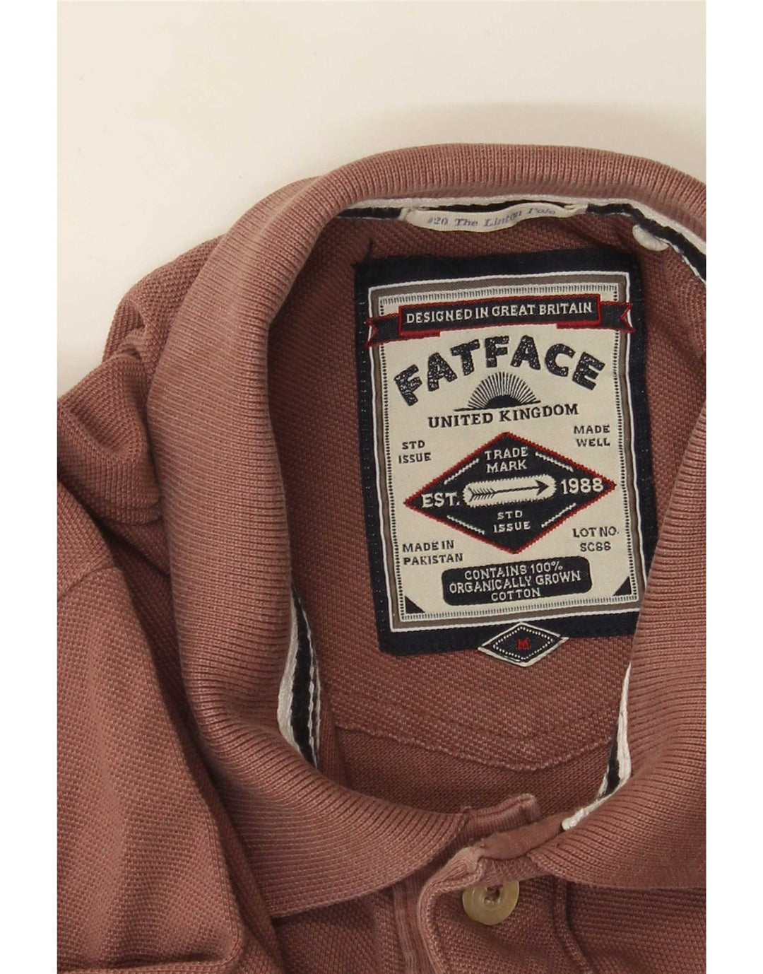 Fat Face Mens Long Sleeve Polo Shirt Medium Brown Cotton