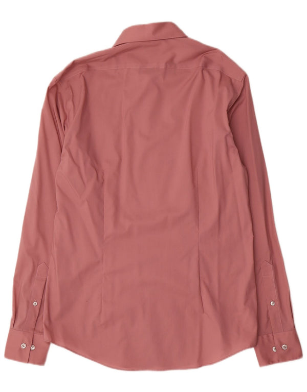 Calvin Klein Mens Slim Fit Shirt Size 40 15 3/4 Medium Pink Cotton