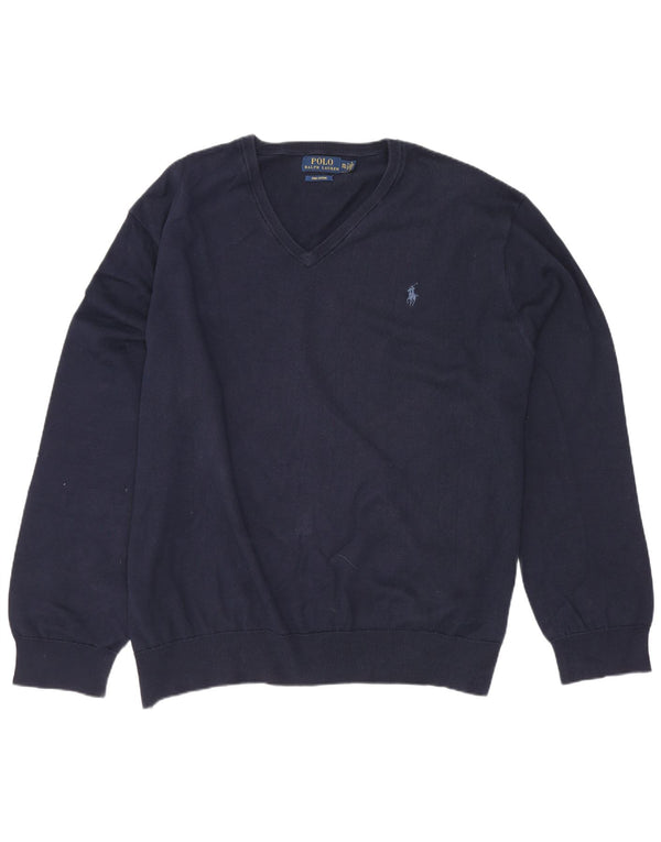 Polo Ralph Lauren γυναικείο πουλόβερ με λαιμόκοψη με V λαιμόκοψη UK 20 2XL Navy Blue βαμβακερό