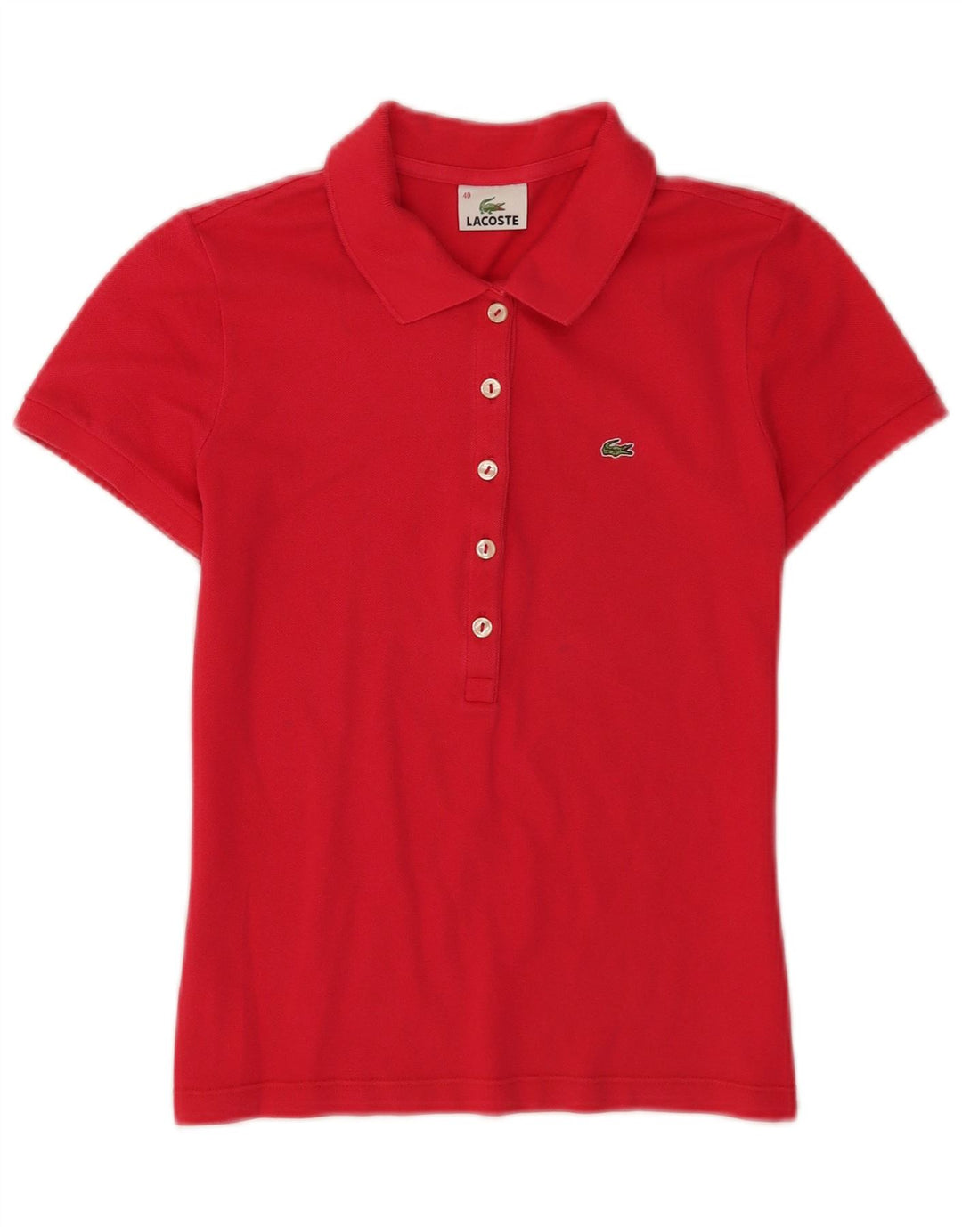 Lacoste Womens Short Sleeve Polo Shirt Size 40 Medium Red Cotton