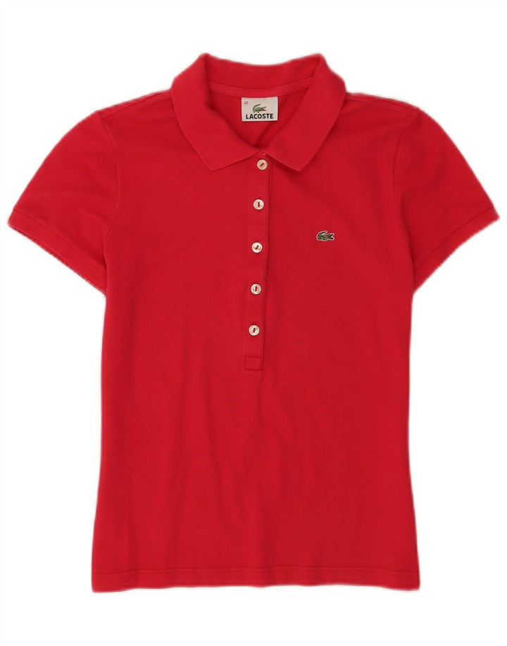 Lacoste Womens Short Sleeve Polo Shirt Size 40 Medium Red Cotton