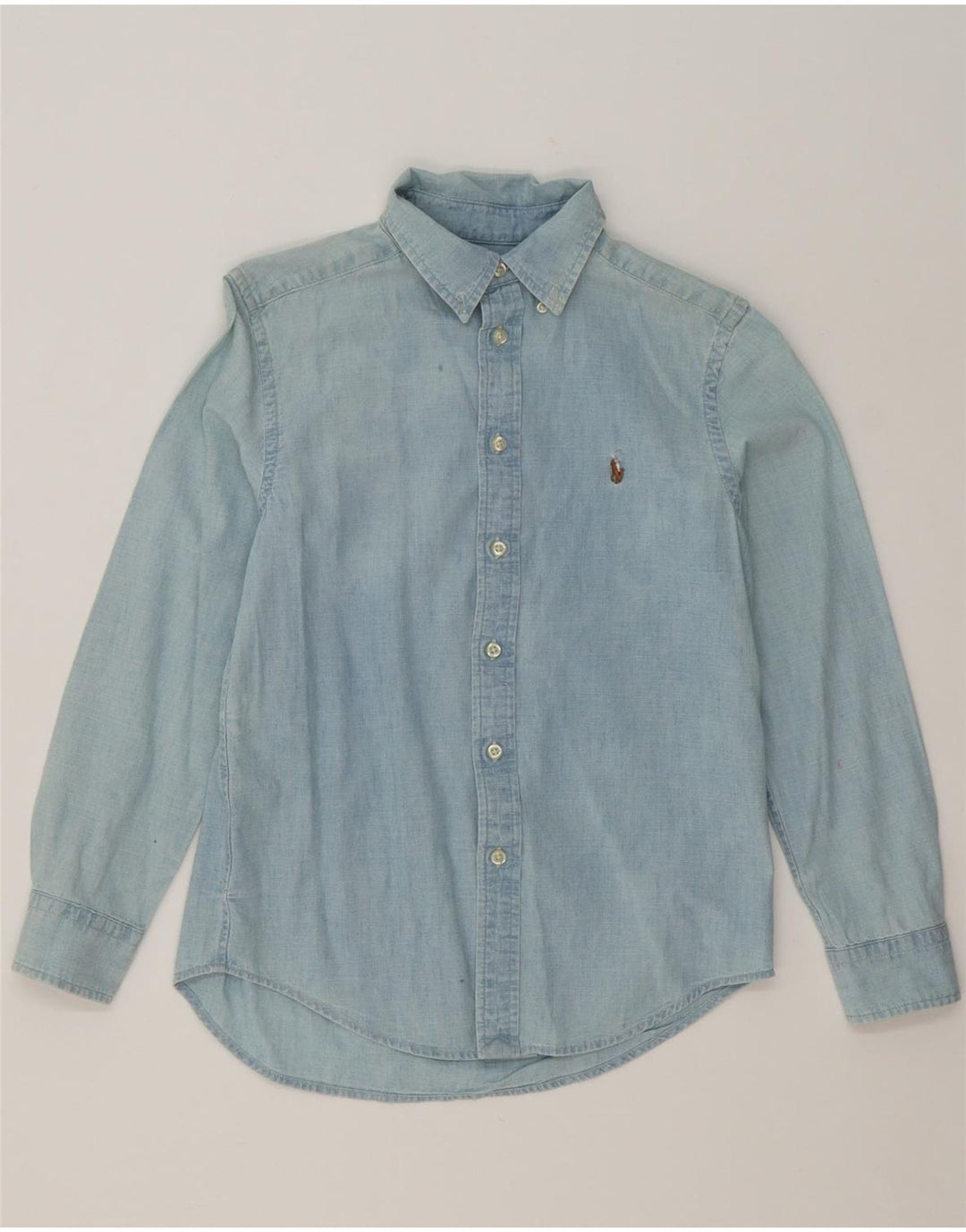 RALPH LAUREN Boys Shirt 10-11 Years Medium Blue Cotton Vintage Ralph Lauren and Second-Hand Ralph Lauren from Messina Hembry 