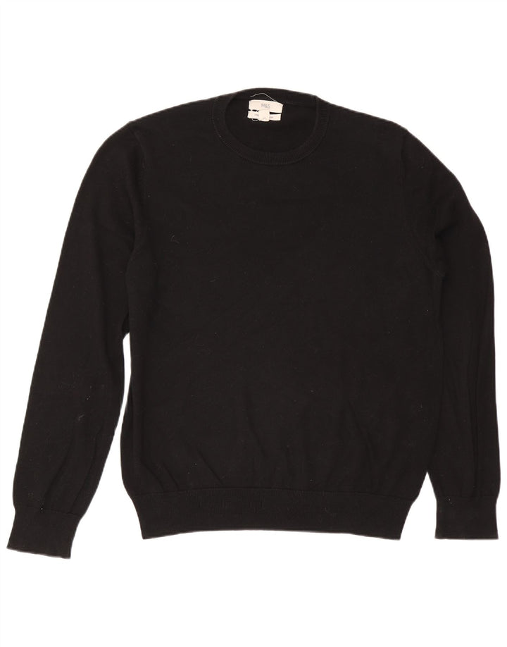 Marks & Spencer Mens Crew Neck Jumper Sweater Large Black Cotton