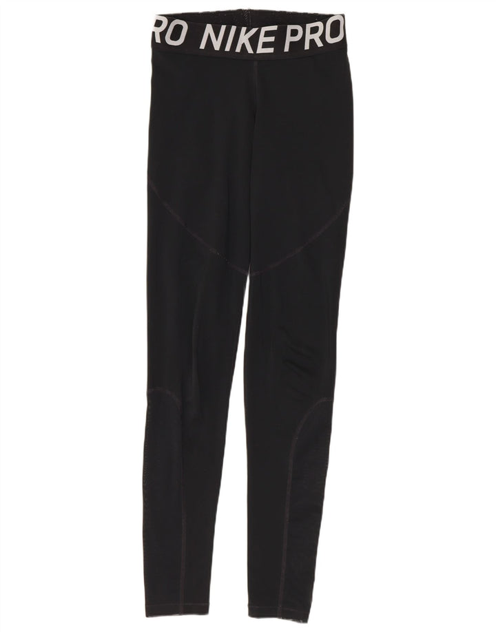 Nike Womens Graphic Leggings UK 8 Small  Black Polyester