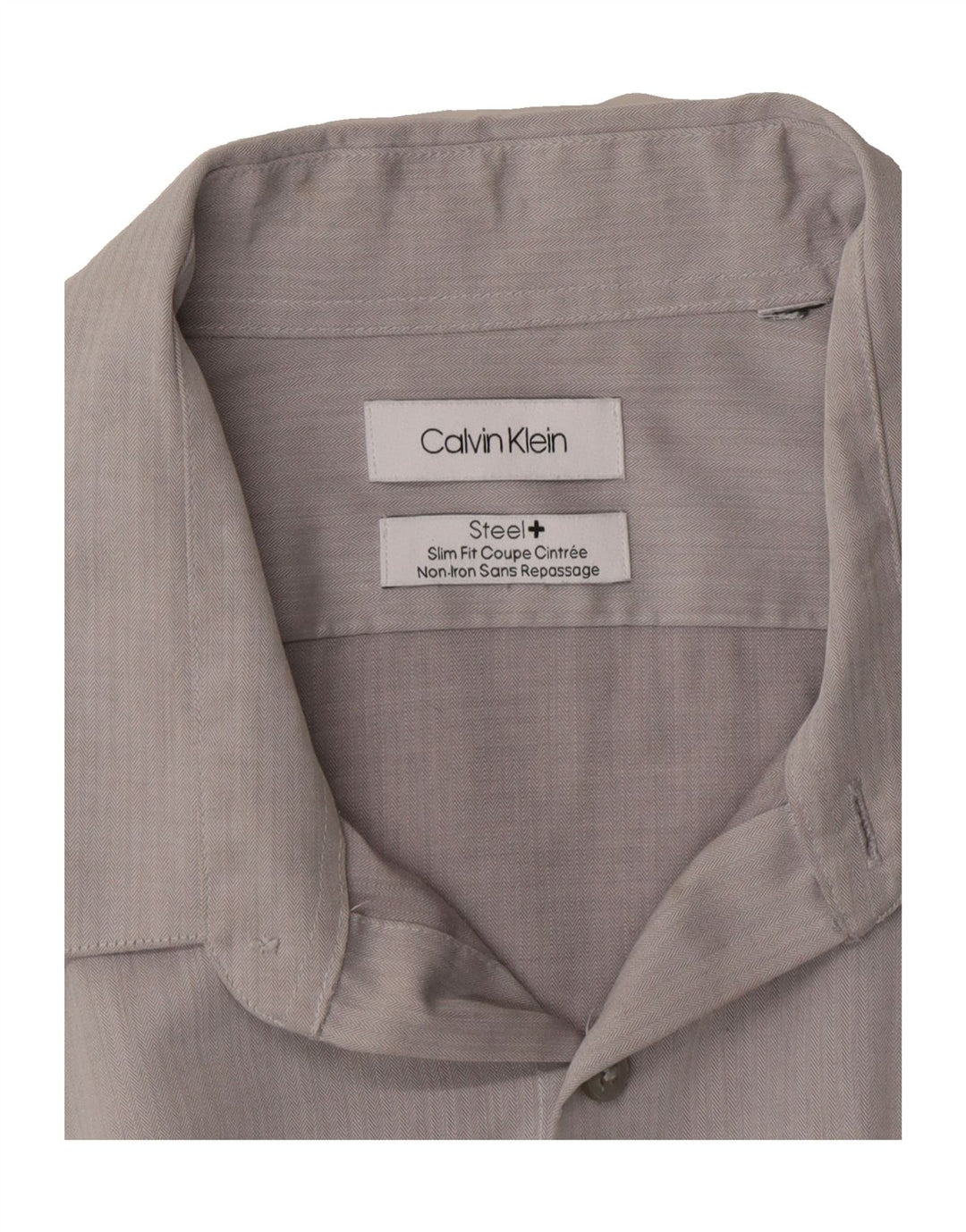 CALVIN KLEIN Mens Slim Fit Shirt Medium Grey Vintage Calvin Klein and Second-Hand Calvin Klein from Messina Hembry 