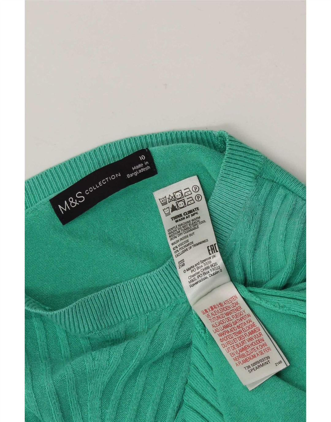 Marks & Spencer Womens Blouse Top UK 10 Small Green Viscose