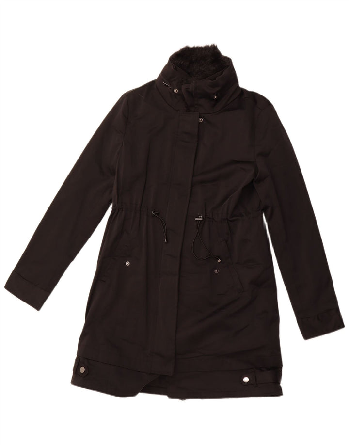 ZARA Dame Overfrakke UK 6 XS Sort Polyester