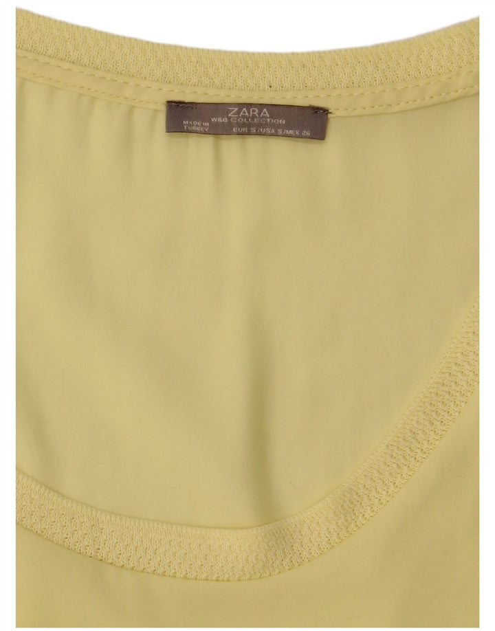Zara Womens Blouse Top UK 10 Small Yellow