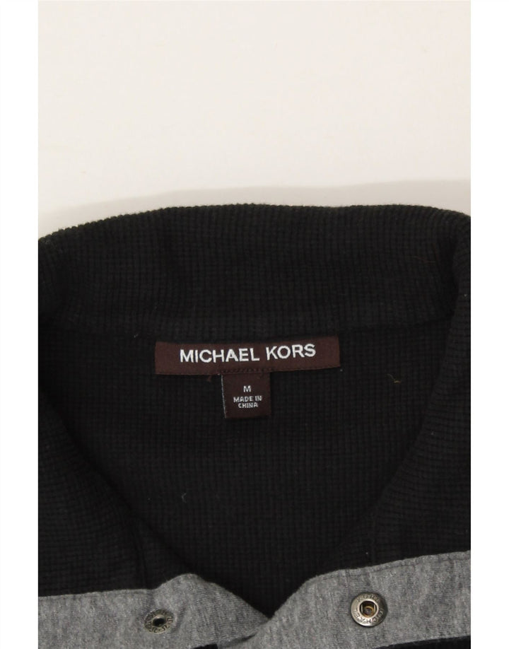 MICHAEL KORS Womens Button Neck Sweatshirt Jumper UK 14 Medium Black Vintage Michael Kors and Second-Hand Michael Kors from Messina Hembry 