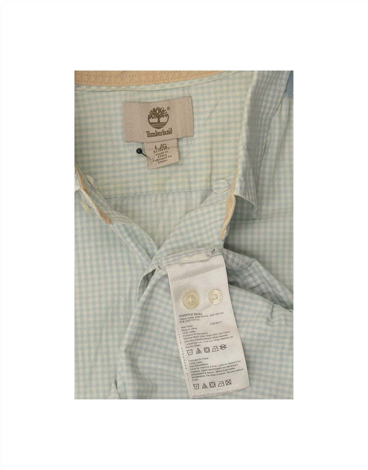 TIMBERLAND Mens Shirt Large Blue Gingham Cotton Vintage Timberland and Second-Hand Timberland from Messina Hembry 