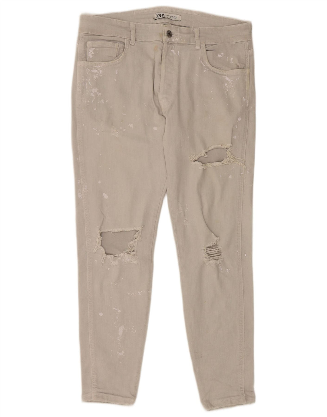 ZARA Mens Distressed Slim Jeans EU 44 Large W34 L27 Grey