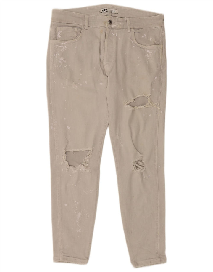ZARA Mens Distressed Slim Jeans EU 44 Large W34 L27 Grey