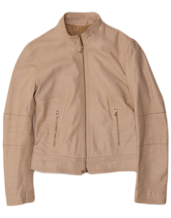 Lavorazione Artigianale Dame Crop Læderjakke UK 10 Small Beige