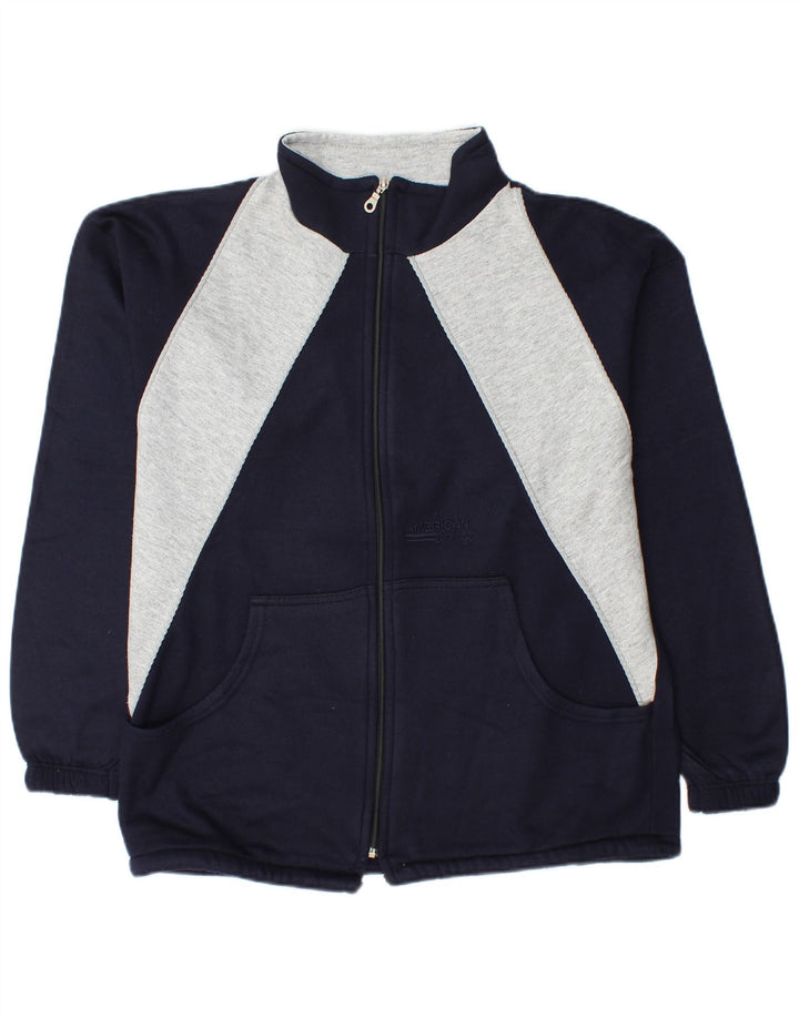 Vintage Herren-Trainingsanzug-Top-Jacke, mittlere marineblaue Colourblock-Baumwolle