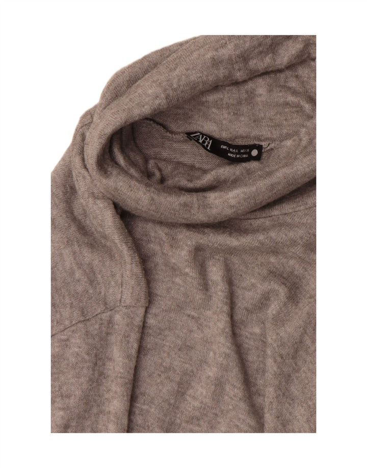 Zara Womens Roll Neck Jumper Sweater UK 16 Large Grey