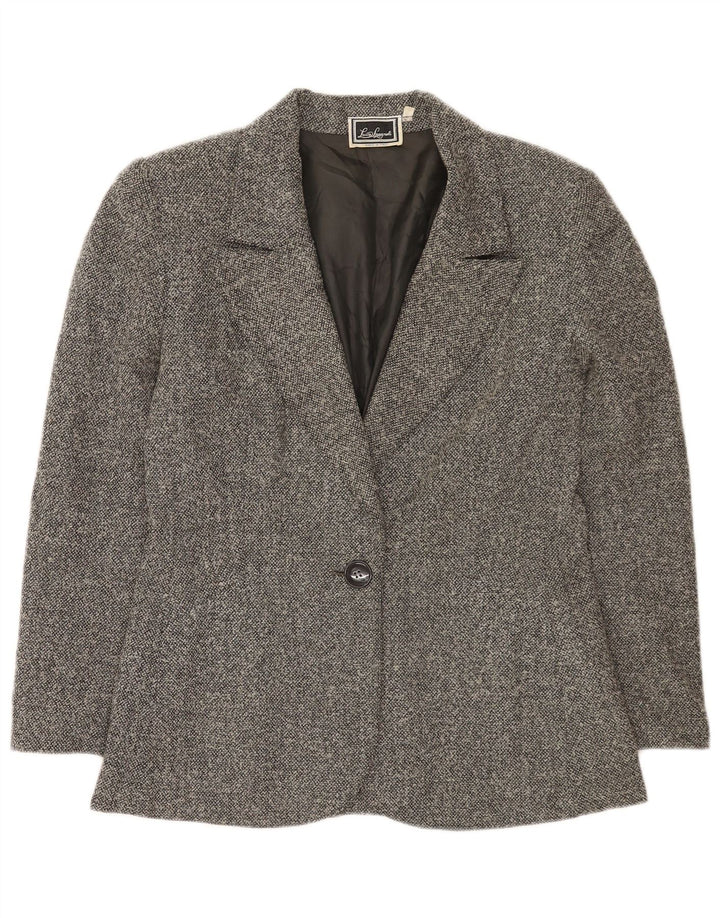 Luisa Spagnoli Damen 1-Knopf-Blazerjacke IT 44 Mittelgraue Schurwolle