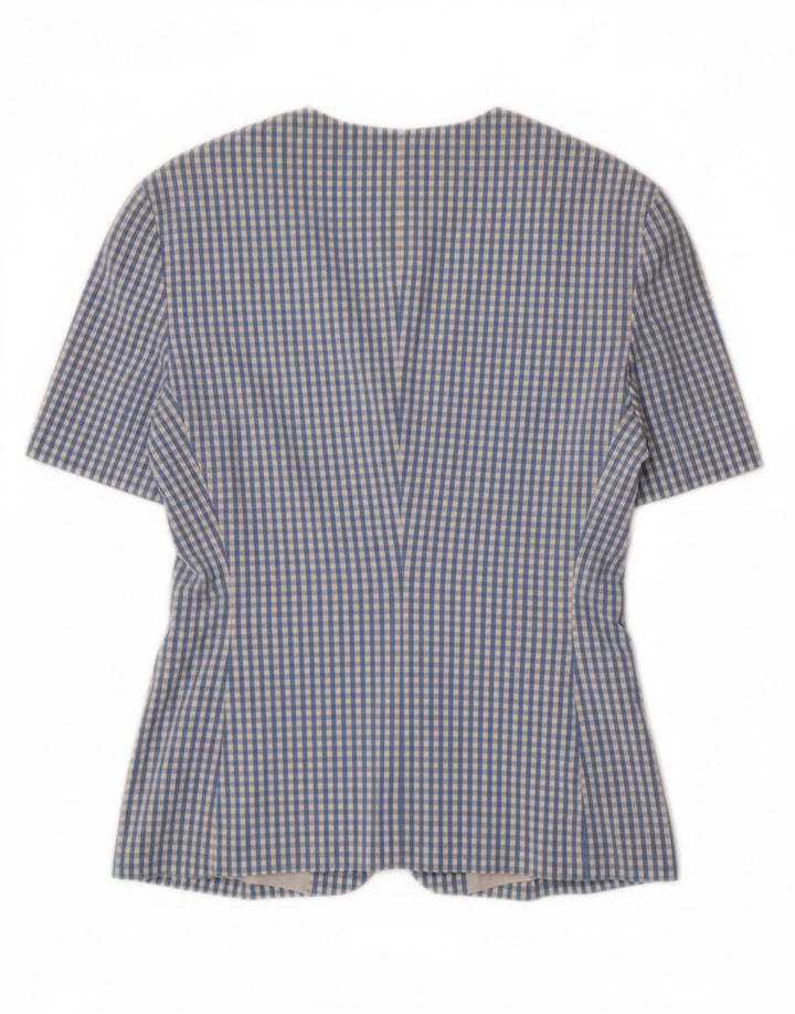 TAIFUN Womens Short Sleeve Blazer Jacket EU 38 Medium Blue Gingham Vintage Taifun and Second-Hand Taifun from Messina Hembry 