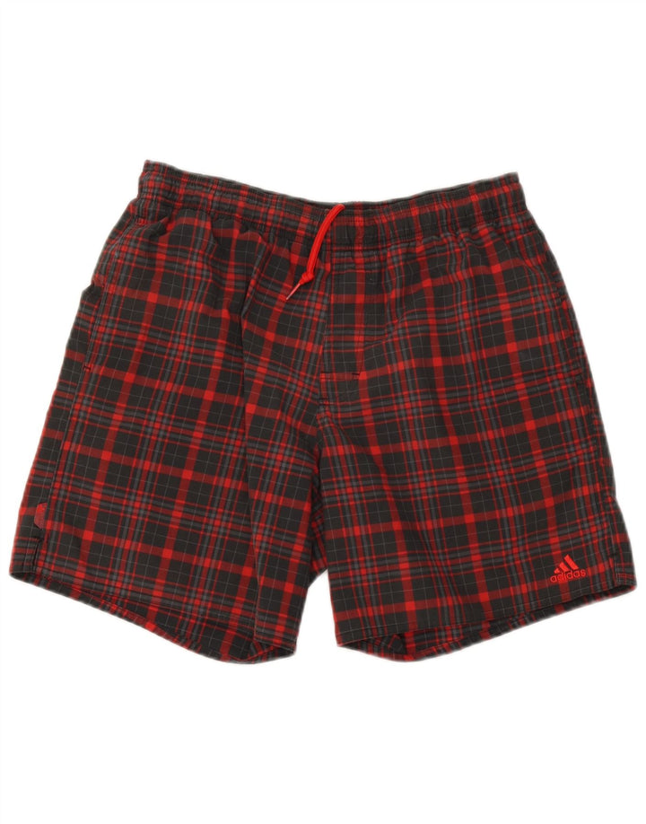 Adidas Mens Sport Shorts Small  Red Check Polyester
