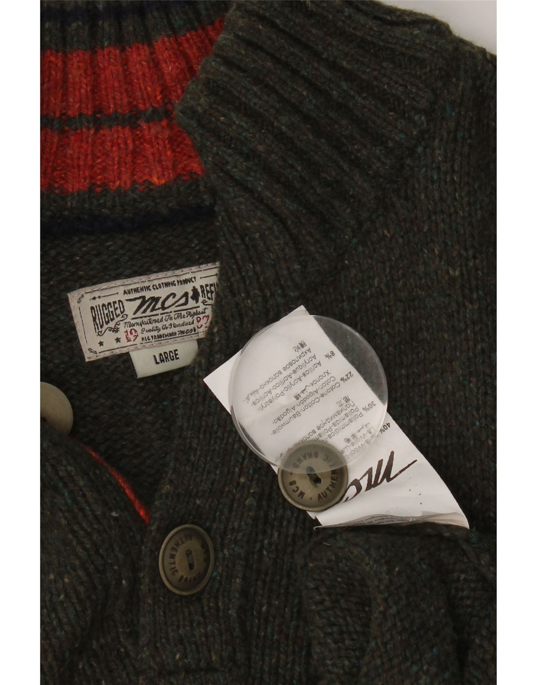 Marlboro Classics Herre Button Neck Jumper Sweater Stor Grå Uld