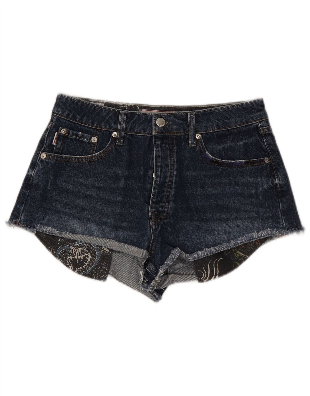 Superdry Womens Denim Shorts W28 Medium Navy Blue Cotton