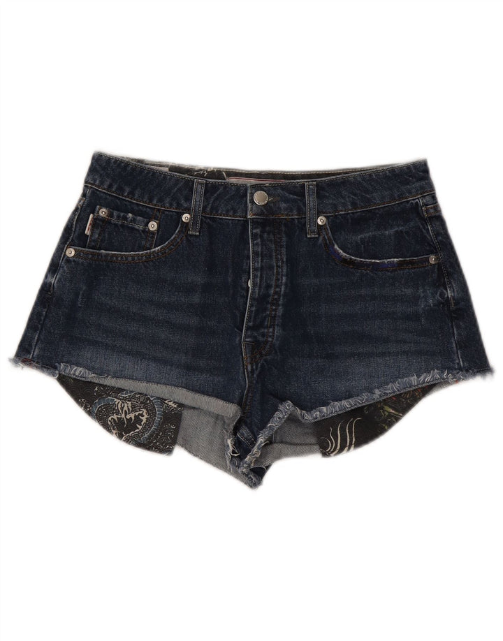 Superdry Womens Denim Shorts W28 Medium Navy Blue Cotton