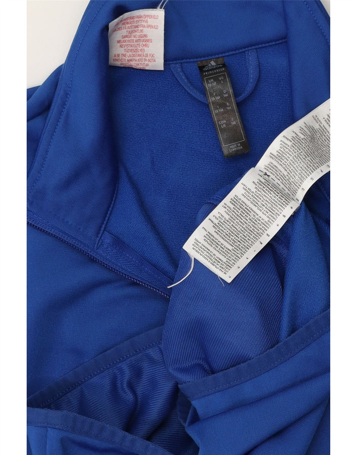 Adidas Boys Graphic Tracksuit Top Jacket 13-14 Years Blue Polyester