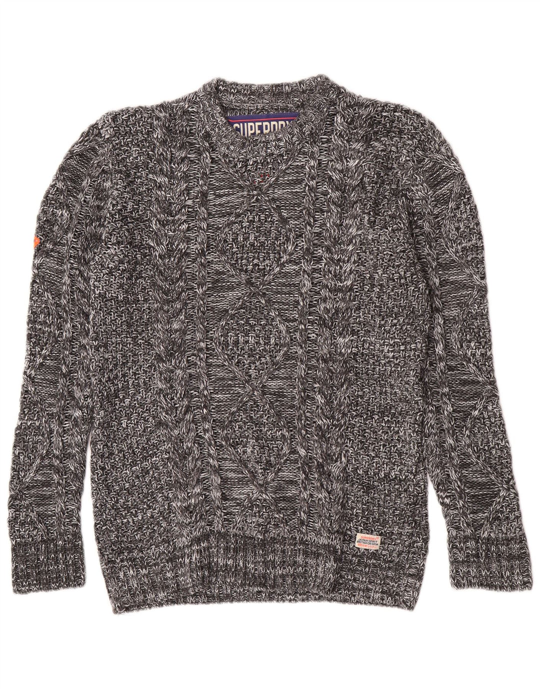 Superdry Mens Crew Neck Jumper Sweater Medium Grey Flecked Acrylic Winter