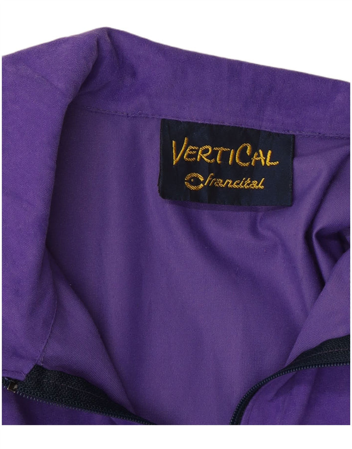VERTICAL Mens Velour Tracksuit Top Jacket Medium Purple Colourblock