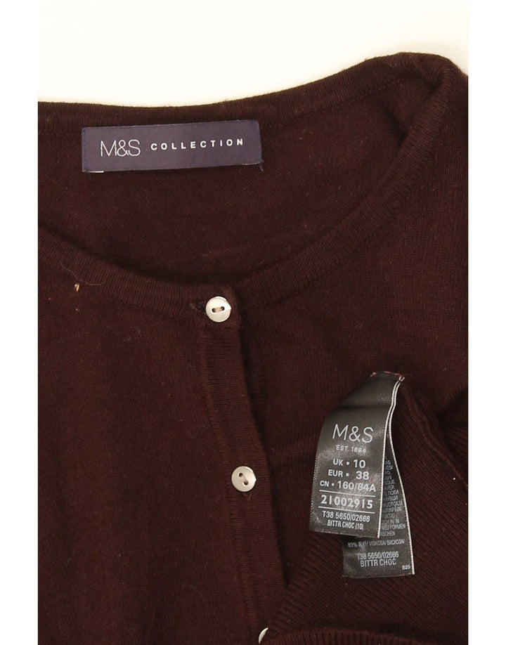 Marks & Spencer Womens Cardigan Sweater UK 10 Small Brown Viscose