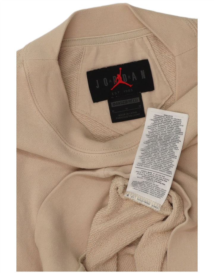 JORDAN Womens Oversized Sweatshirt Jumper UK 14 Medium Beige Cotton